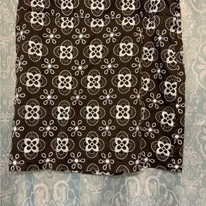 LOFT Brown and White Pencil Skirt Knee-length Casual